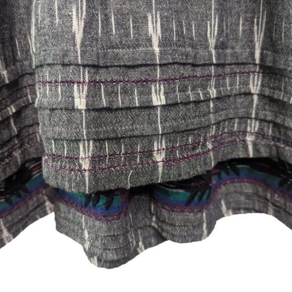 FREE PEOPLE NEW ROMANTICS Weather Vane IKat Embroidered Boho Cotton Dress Sz 2 - Picture 13 of 15